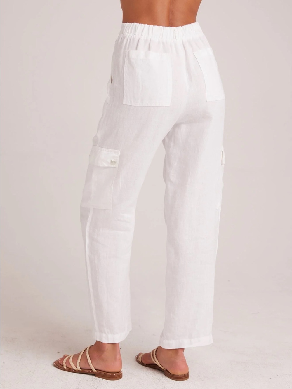 NEW - BELLA DAHL PLEATED LINEN CARGO TROUSERS WHITE, Small - Picture 2 of 12